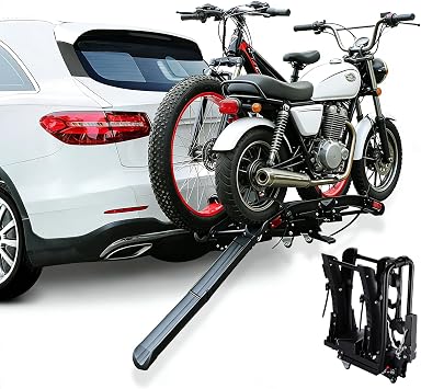 Ebike Rack with Ramp for 2" Receiver, 2 Hitch Bike Rack for Car/SUV, Up to 5 Fat Tire, 200 lbs Capacity, with Locks, Tiltable, Wheels for Easy Transport