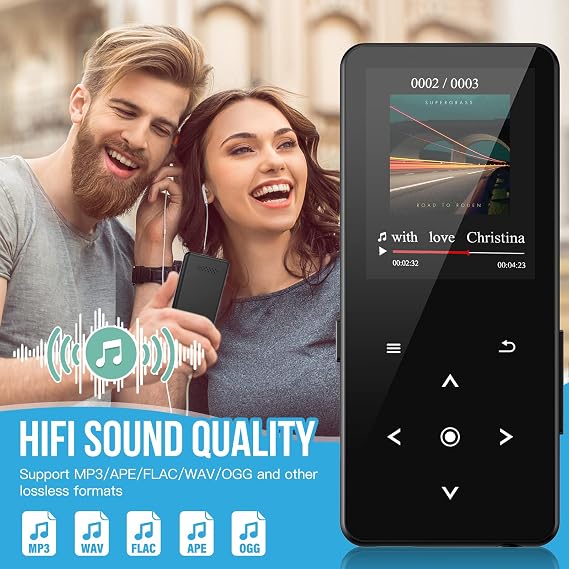 32GB MP3 Player Bluetooth 5.0, Music Player HiFi MP3 Player Portable Built-in HD Speaker, FM Radio, Recording, E-Book, Alarm Clock, Support Expandable up to 128G