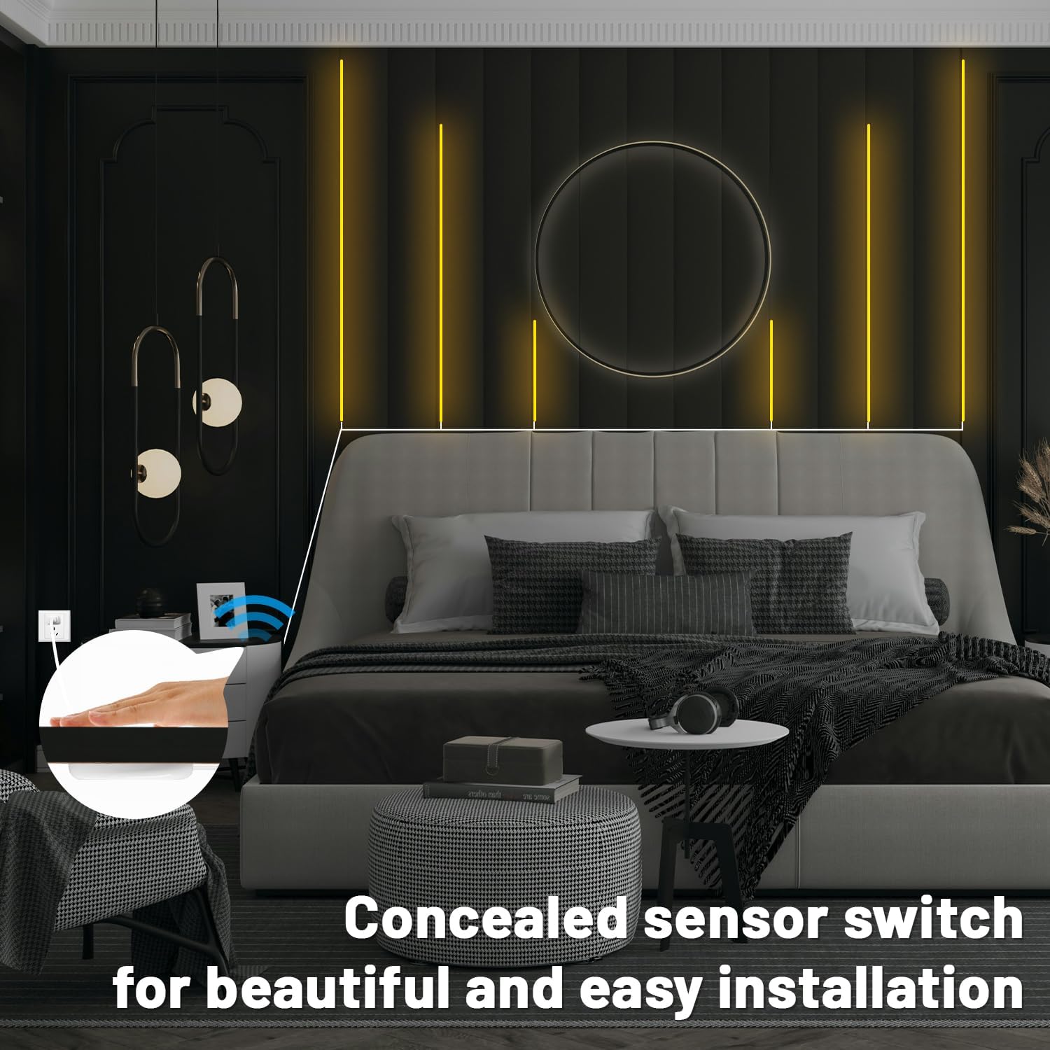 Lichaser 9.84ft COB LED Strip Light, 6 Rolls of 3000K Flexible COB LED for Acoustic Panel and Wood Slat Wall Panels Parallel with Dimmable Touch Sensor Switch, Cuttable for Wood Slat Lighting, Shelf