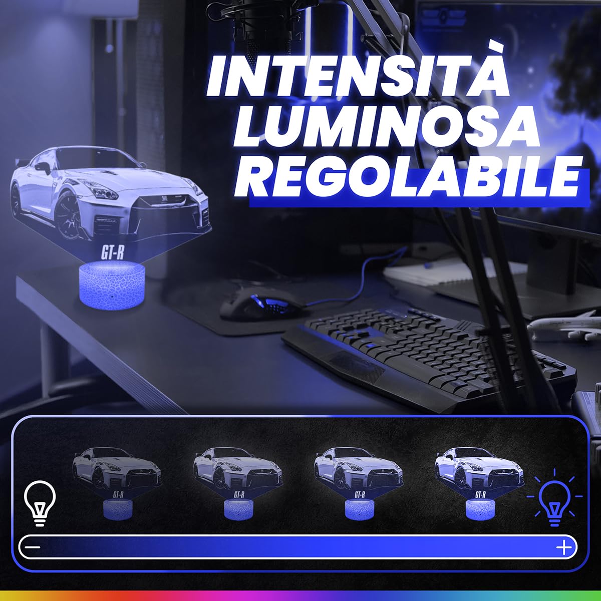 Lampephoto.fr - Lampada 3D Auto Supercar Gt-R R35, Luce Notturna Tattile Auto Supercar Gt-R R35, Illusione 3D Led, Idea Regalo di Natale per Ragazzi e Ragazze Lampada da Comodino TOP