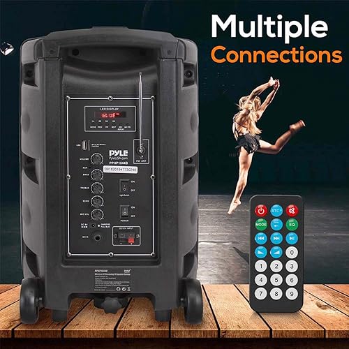 Miniatura 4 de Pyle - Sistema de altavoces PA portátil con Bluetooth - Sistema de altavoces PA portátil de 600W con Bluetooth, batería recargable, luces de fiesta