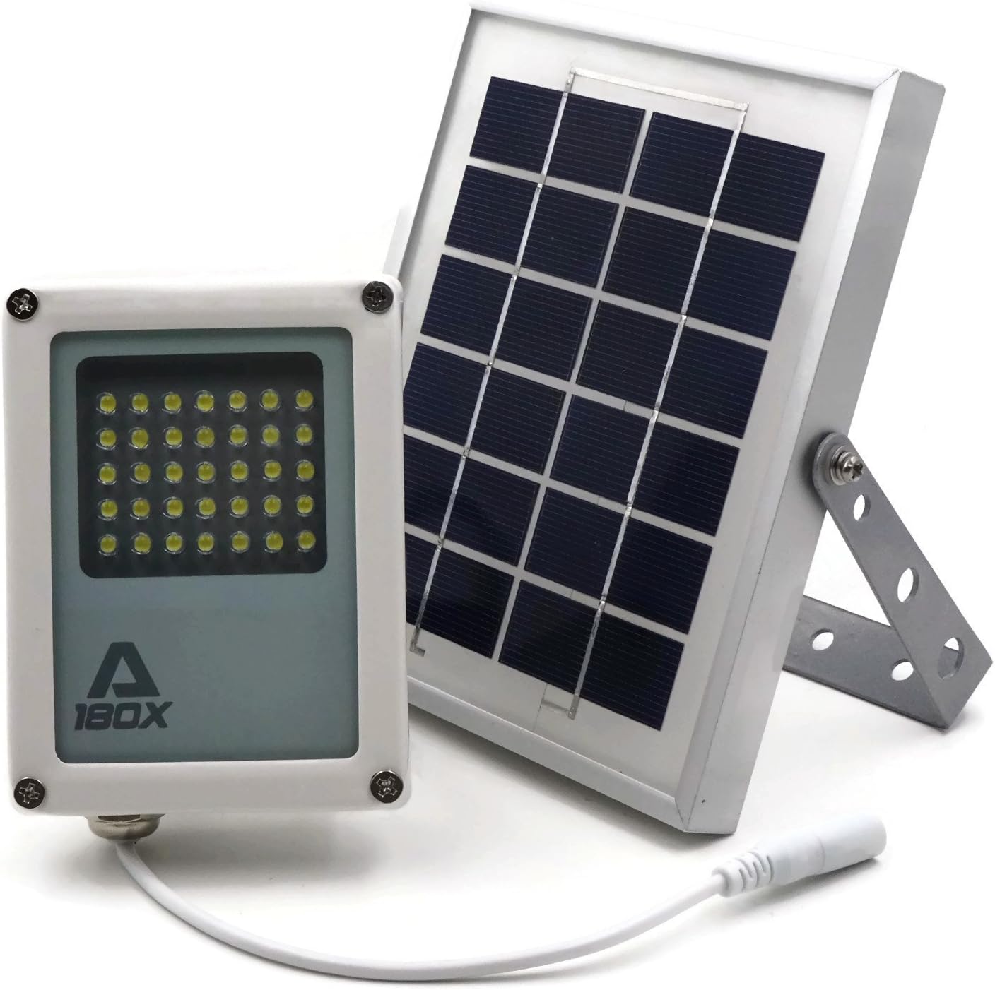 Solar Flood Light Alpha 180X // Solar Security Light // LED Flood Light, Solar Powered - for Farm Area, Yard, Home Garden, Remote Cabin, Alley, Public Assest with Danger Warning Signs