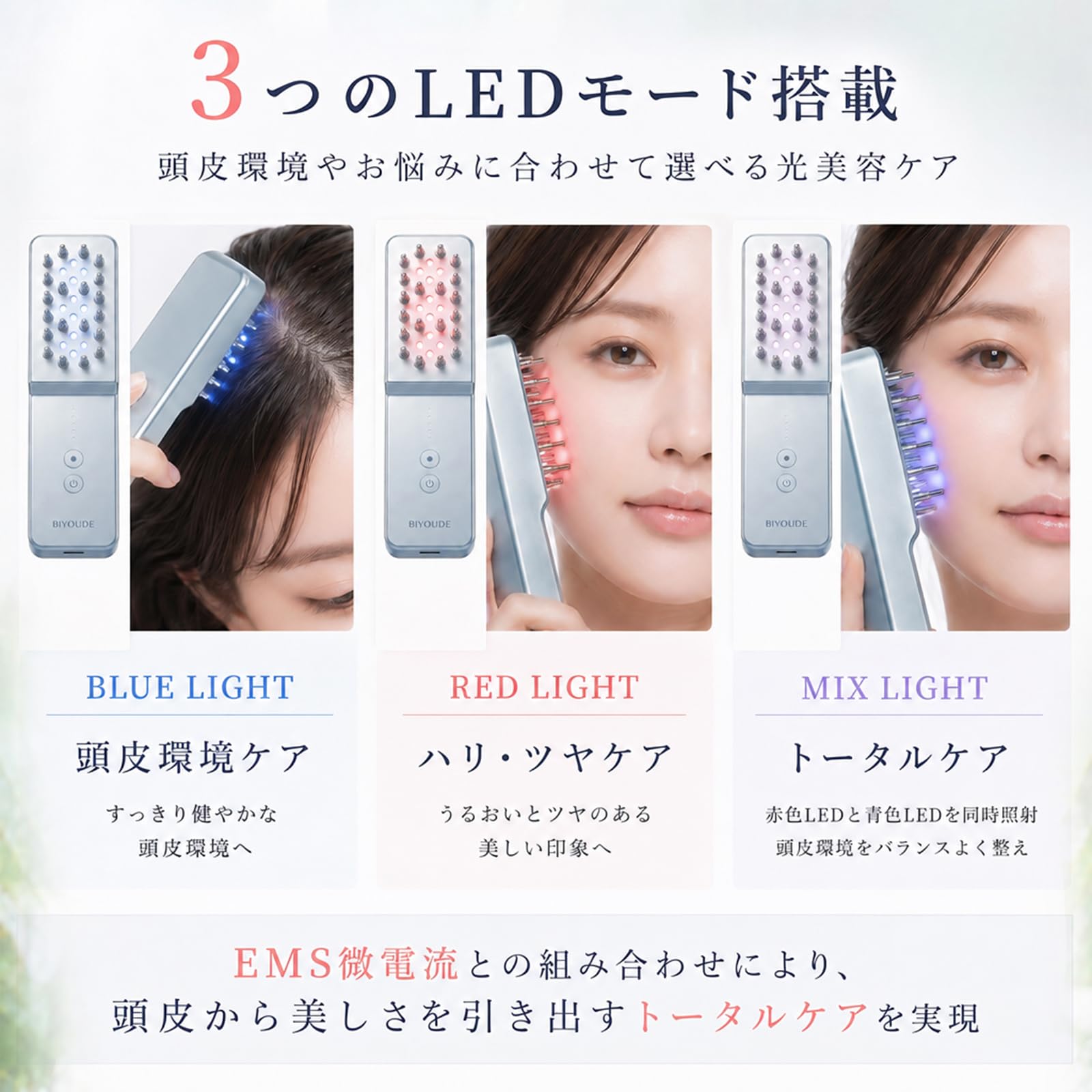 Amazon.co.jp: BIYOUDE 電気バリブラシ EMS美顔器 頭皮・フェイスケア