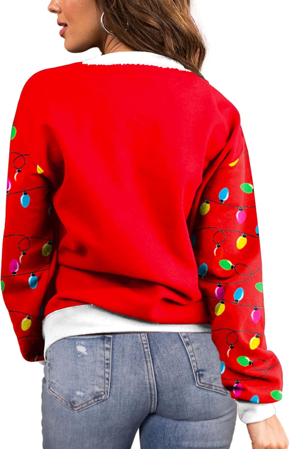 Deerose Women Santa Claus Sweatshirt Ugly Christmas Novelty Printed Party Holiday Shirts L - Image 7