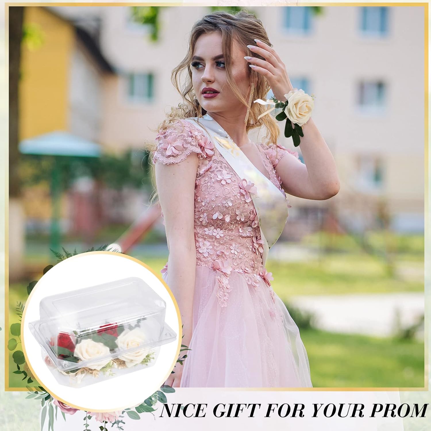Yaomiao Corsage Boxes Clear Flower Box 9 x 6 x 5 Inches Valentines Plastic Floral Boutonniere Craft Container Large Corsage Supplies for Roses Orchid Flowers Prom Wedding Gift Valentines