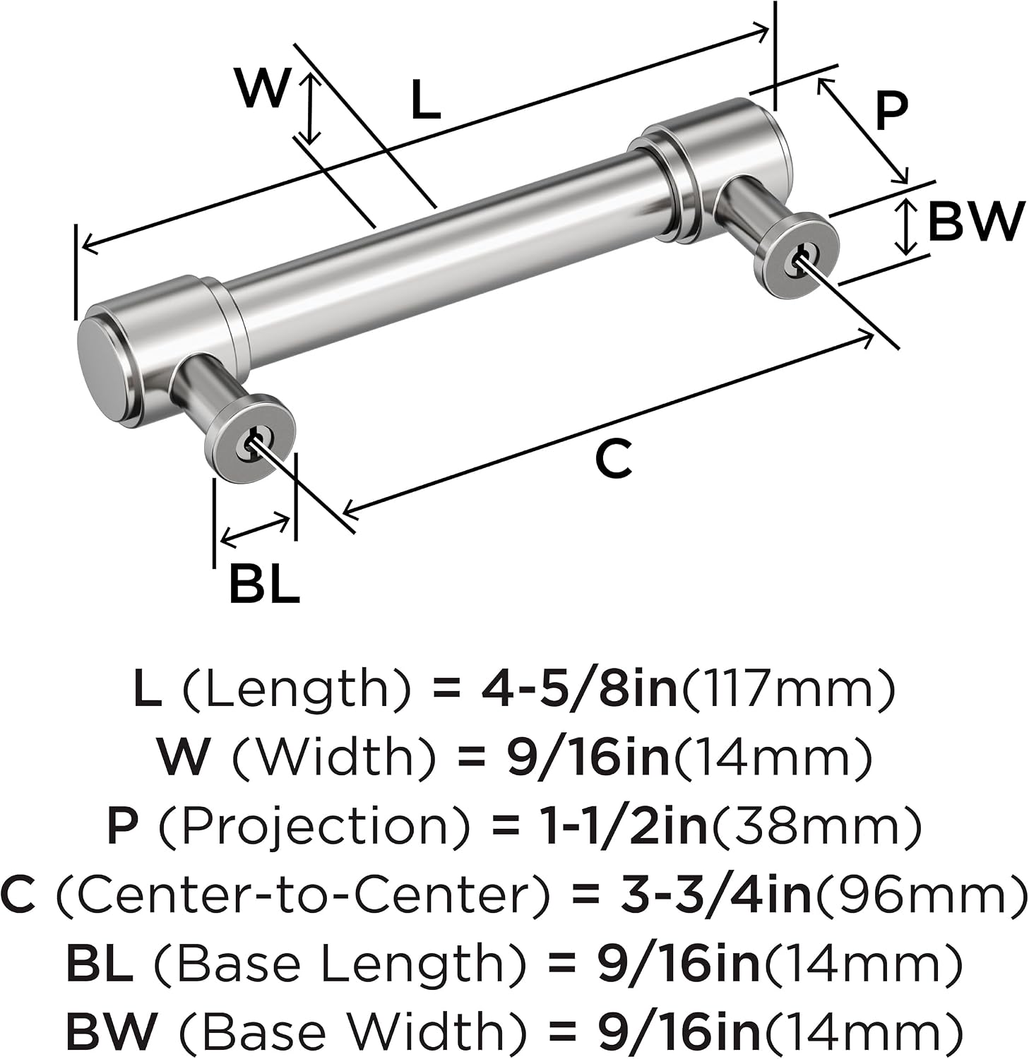 Amerock Faircrest 3-3/4 inch (96mm) Center-to-Center Polished Chrome Cabinet Pull, BP3746326