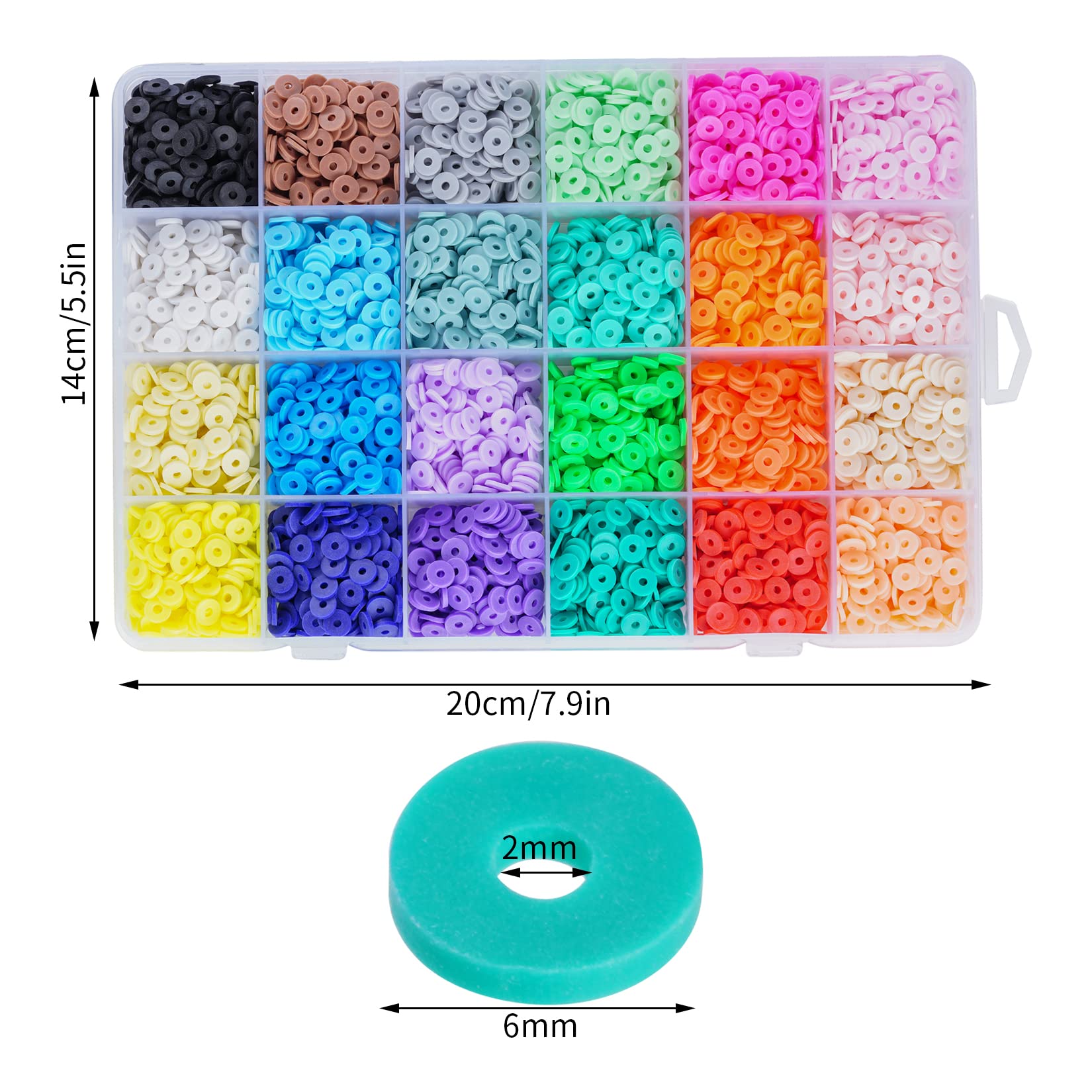 1000 Perline Piatte In Argilla 6mm - Distanziatori Heishi Neri Per Gioielli Fai Da Te, Bracciali Amicizia