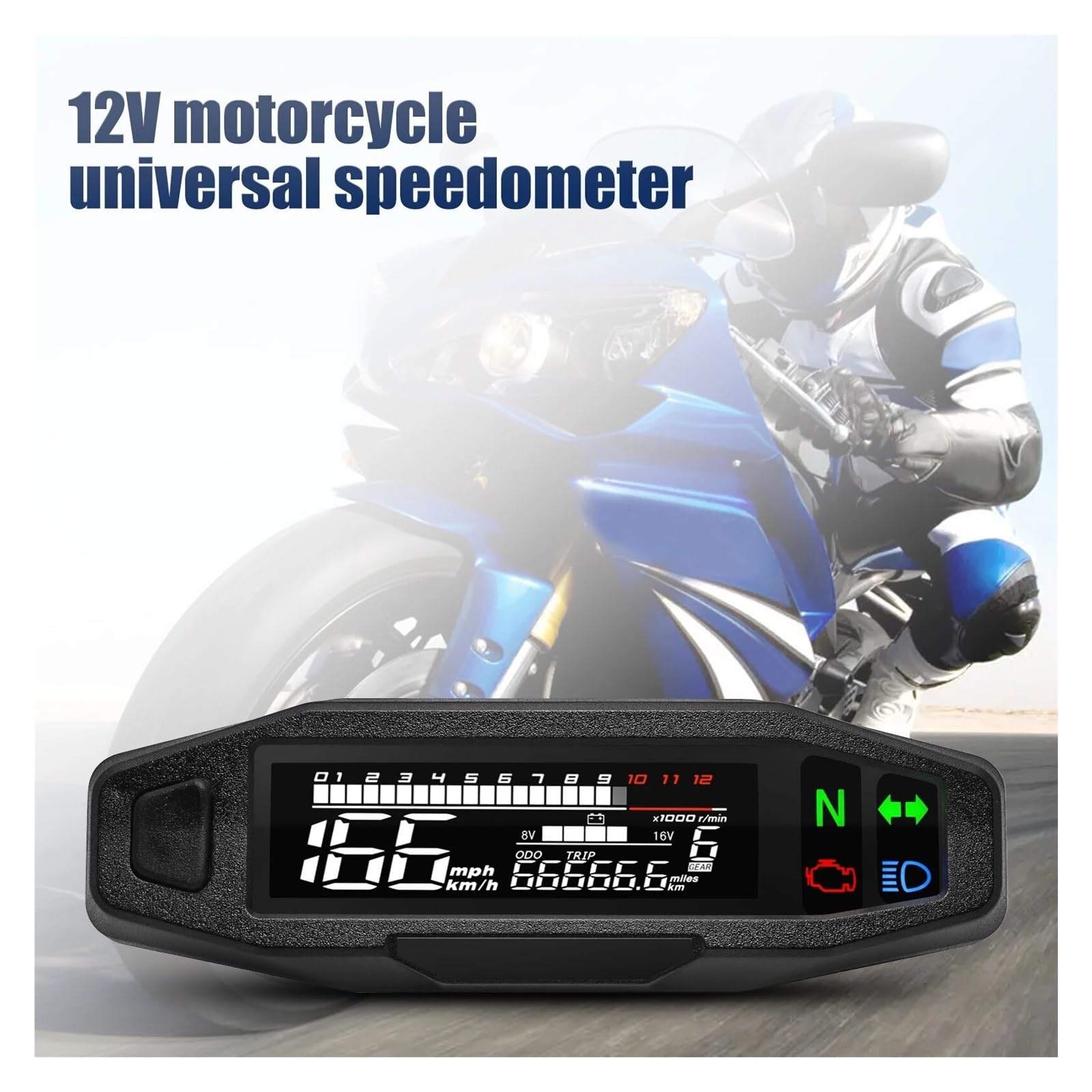 Tacómetro digital AD Universal para motocicletas, tacómetro digital de velocidad, panel de instrumentos, pantalla, soporte en Y (MT0069-M040)
