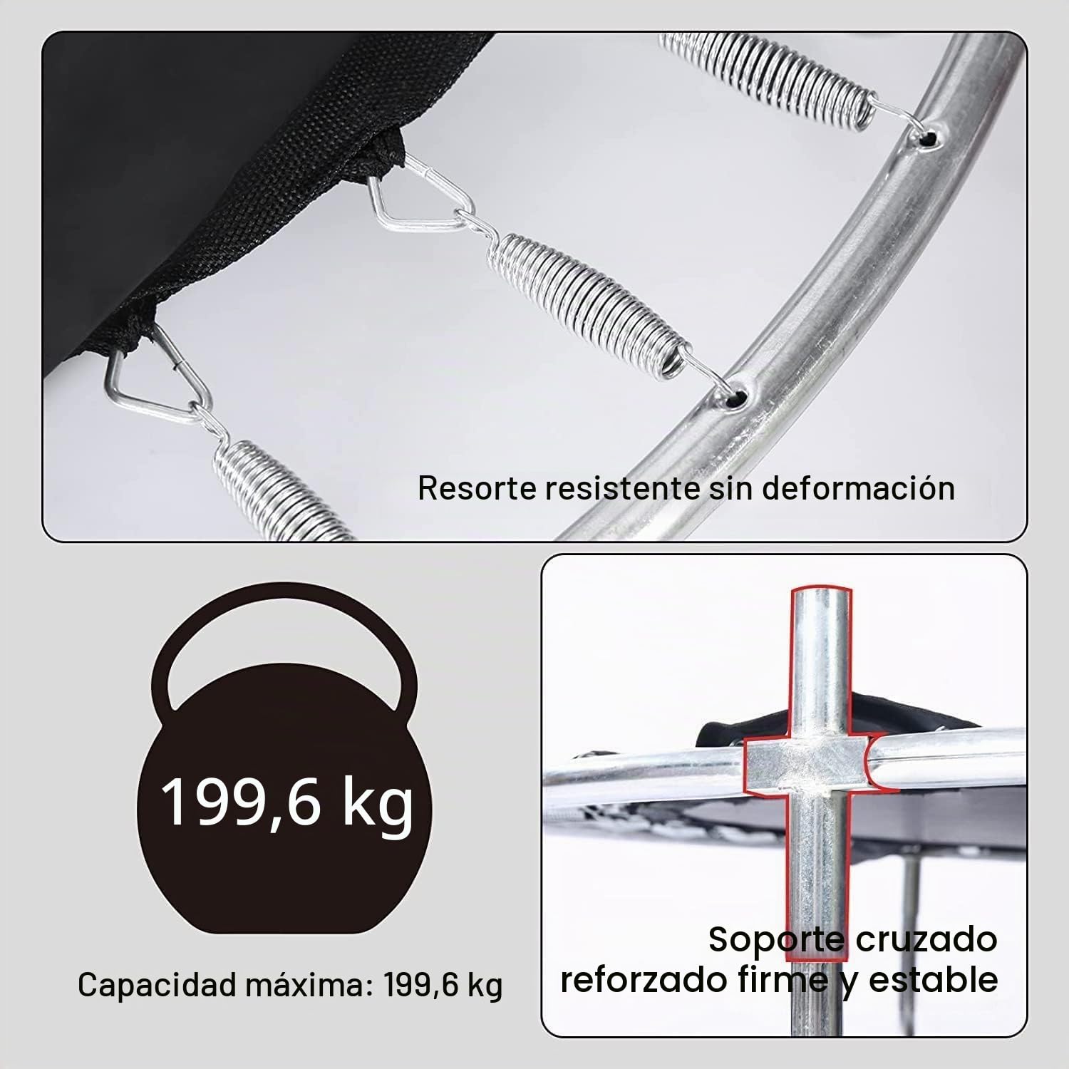 Trampolín infantil con barra de gimnasia – 140 cm Trampolín para niños pequeños, hasta 200 kg, con kit de juego y red de seguridad para interior y jardín