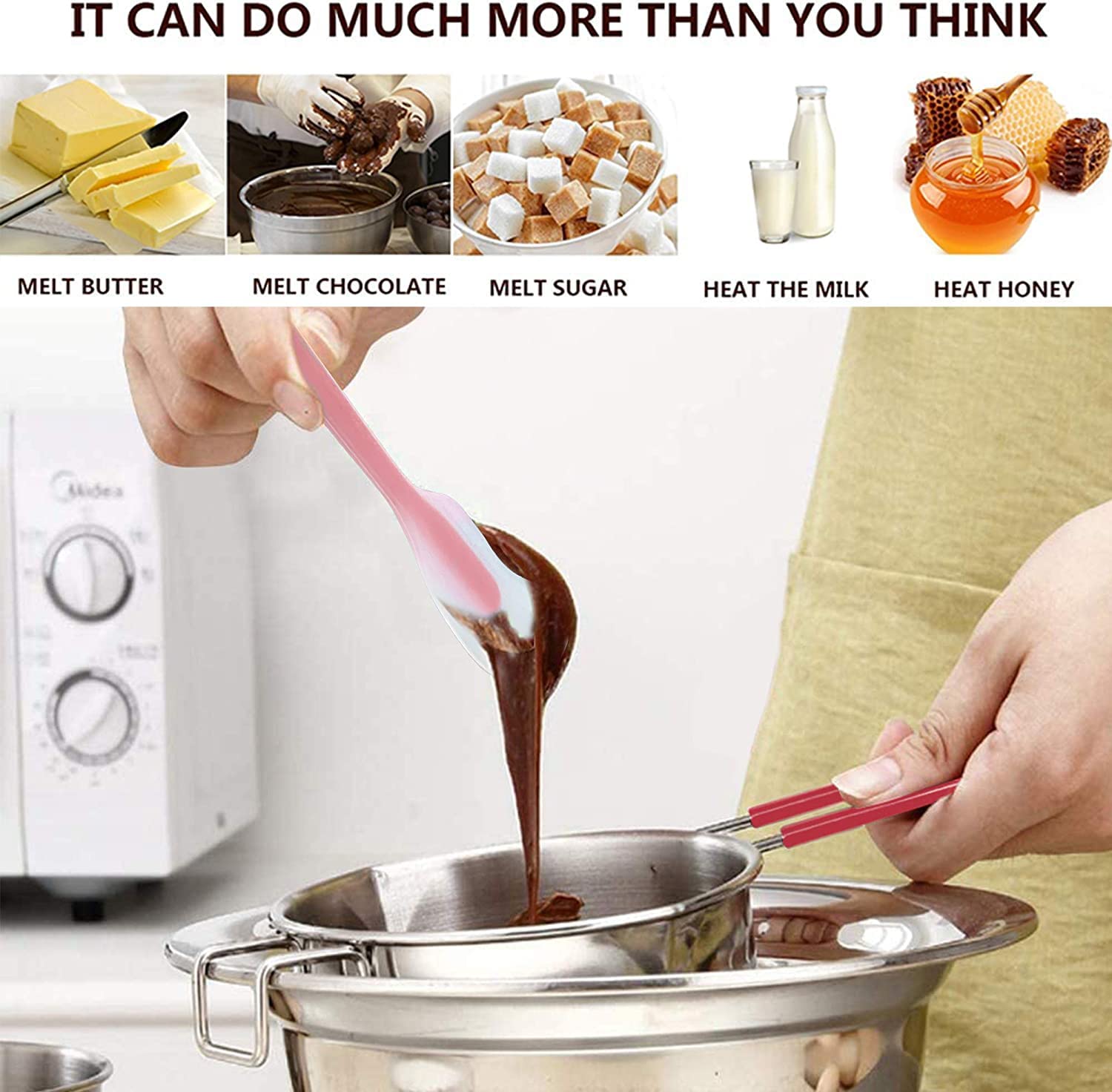 Bagnomaria In Acciaio Inox 1200 Ml - Per Sciogliere Cioccolato, Burro, Formaggio - Con Doppio Beccuccio - Foto 9