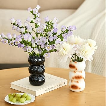 17cm Cute Cat Vase, Modern White Flower Vase Whimsical Ceramic Vases for Cat Lovers, Unique Vases for Home Farmhouse Bedroom Living Room Table Centerpieces Shelf Ornaments