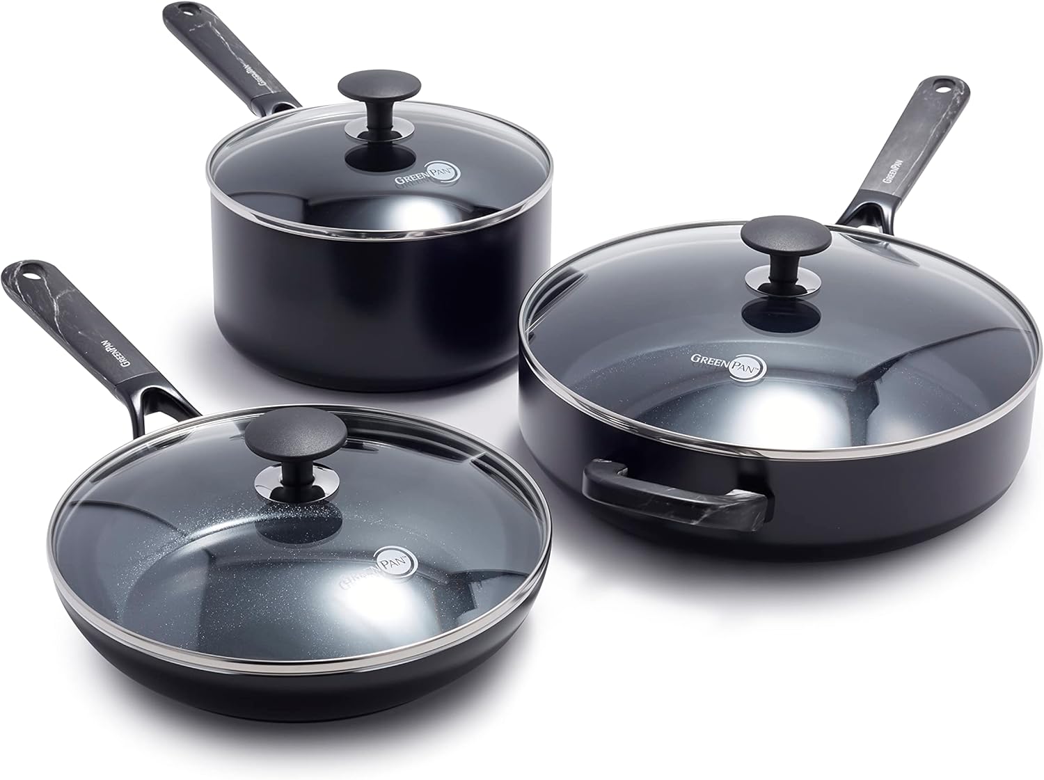 GreenPan SmartShape Healthy Ceramic, Nonstick 6 Piece Cookware Pots and Pans Set, PFASFree