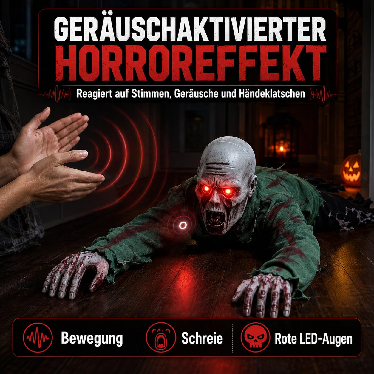 Generisch Elektrischer Halloween-Zombie, Gruselige Halloween-Dekoration für drinnen draußen (C)