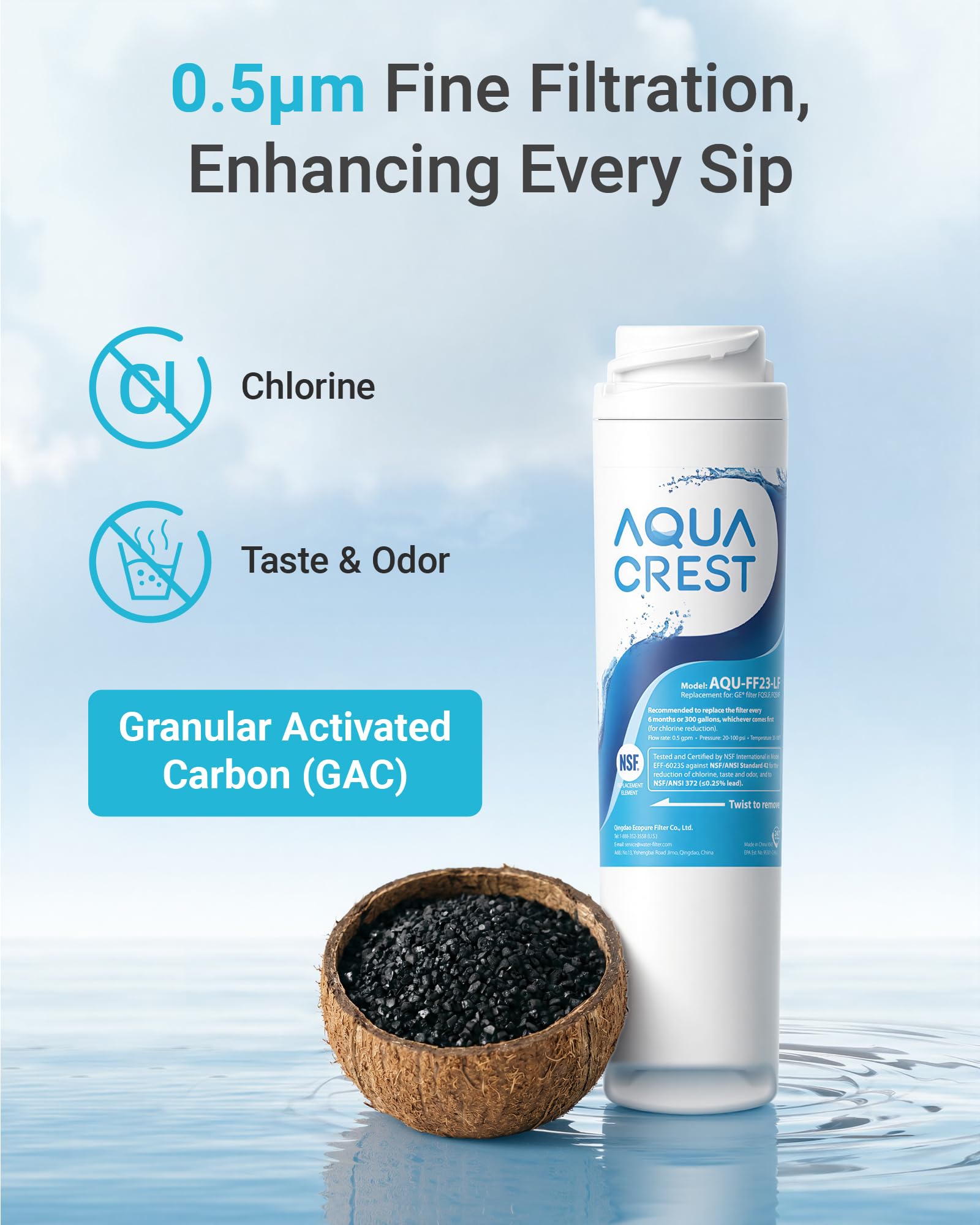 AQUA CREST GE Water Filter Replacement - Cleaner Water -4