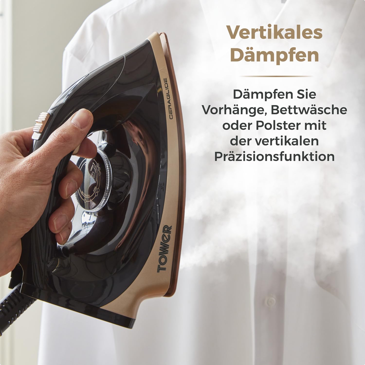 Tower T22023GLD Ceraglide Bügeleisen mit Dampfbügelstation - Dampfbügeleisen mit Dampfstoßtaste – Bild 7