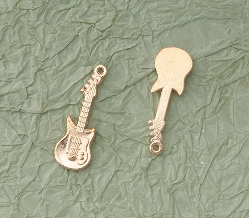 Miniatura 10 de 30 dijes de guitarra de metal, lindos mini elementos musicales vintage, instrumentos colgantes para hacer joyas, kits de búsqueda de collares,
