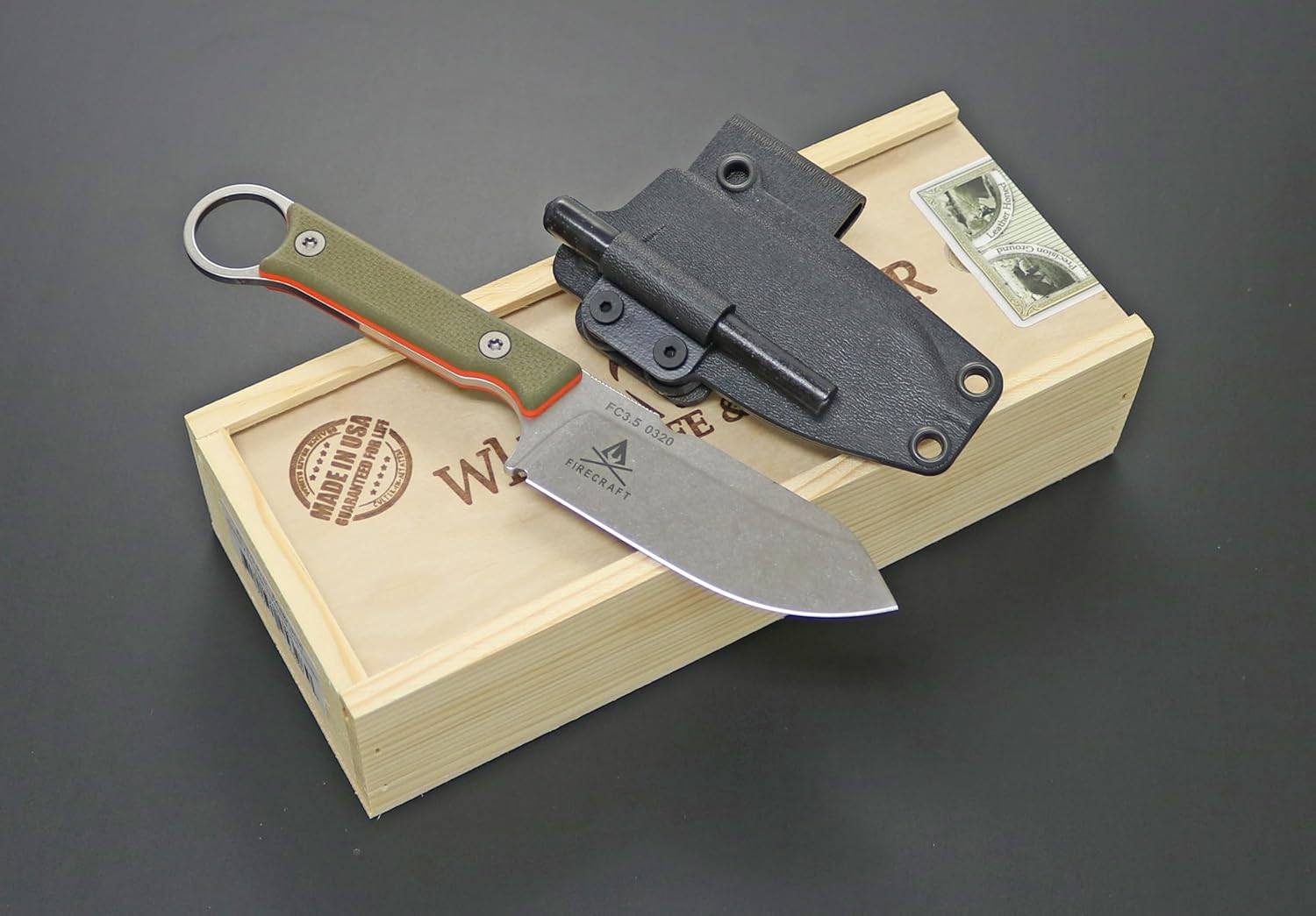 White River Knives Firecraft 3.5 Pro Fixed Blade Knife 3.5" Drop Point CPM MagnaCut Stonewashed Blade G-10 Handle Green