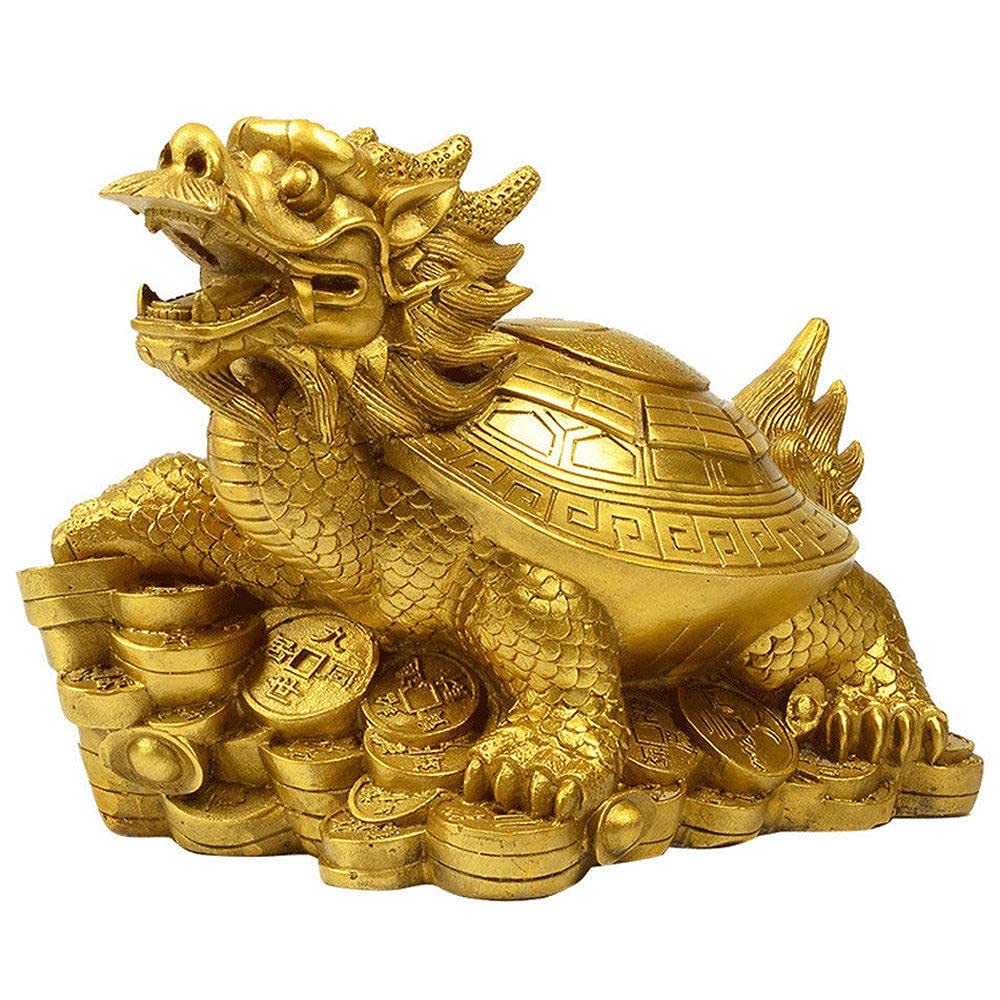 Statue de tortue dragon en laiton pur pour un bureau élégant