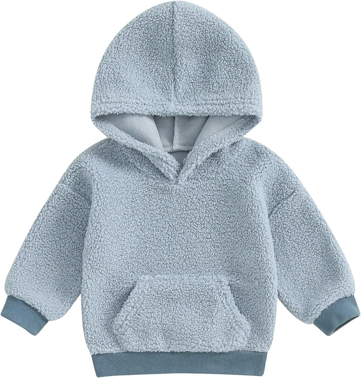 Mandizy Toddler Baby Girl Boy Winter Clothes Fleece Jacket Hoodie Coat Warm Furry Hooded Jumper Outerwear Tops