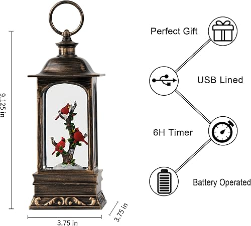 Miniatura 2 de Globos de nieve de Navidad, música cardenal, farol de agua, decoraciones navideñas, regalos para familiares, niños o amigos