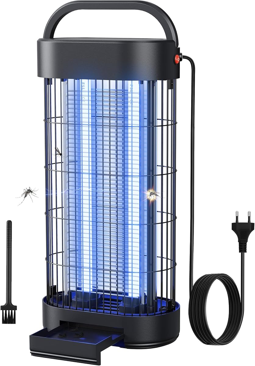 Insektenvernichter Elektrisch 22W - UV Mückenlampe für Innenräume, Effektive Insektenfalle für Schlafzimmer, Küche und Büro, 100 m² Wirkungsbereich (Schwarz)