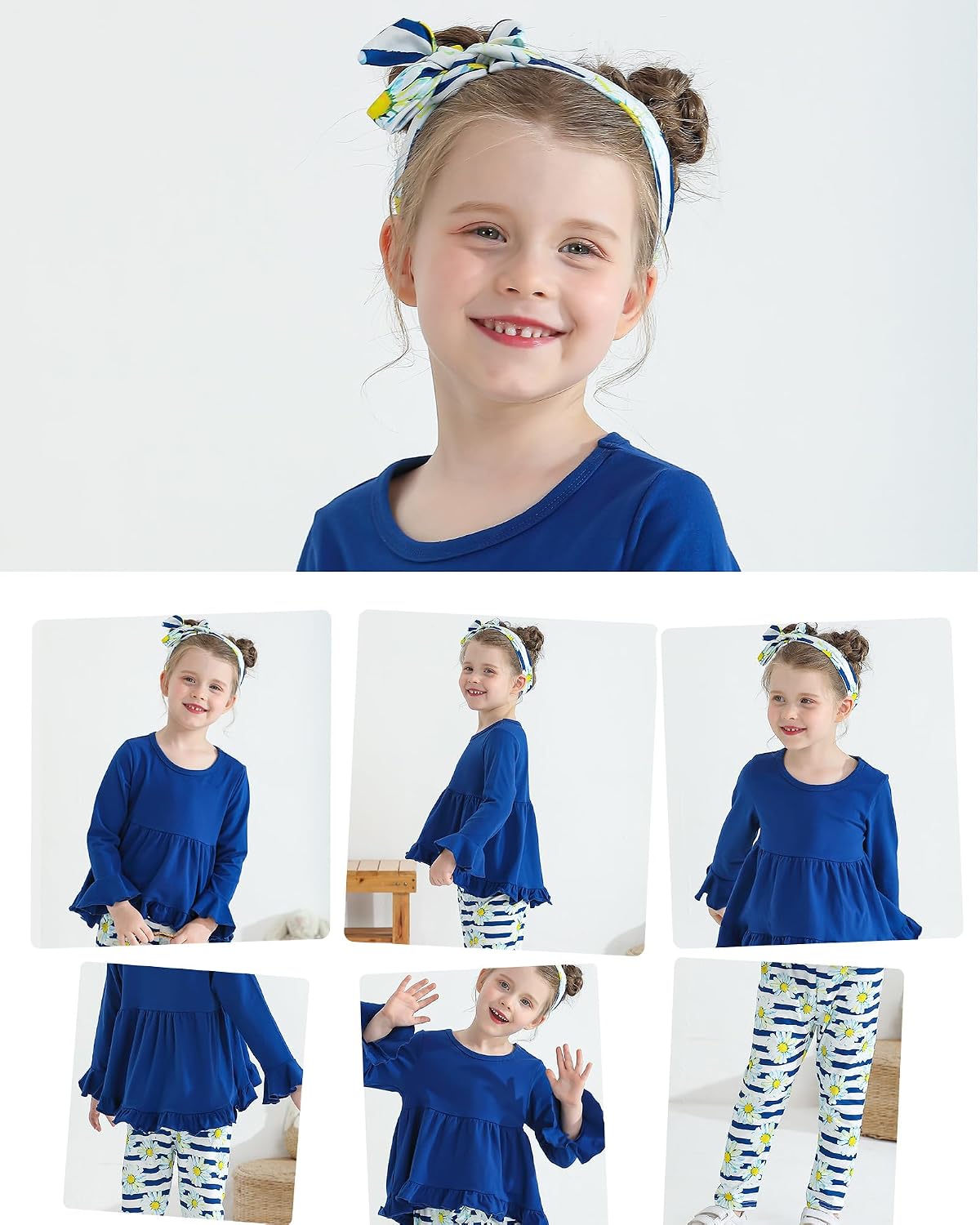 Kucnuzki Baby Girl Clothes Toddler Girl Outfit Ruffle Sleeve Shirt Floral Pant Set Fall Winter Clothing for Girl