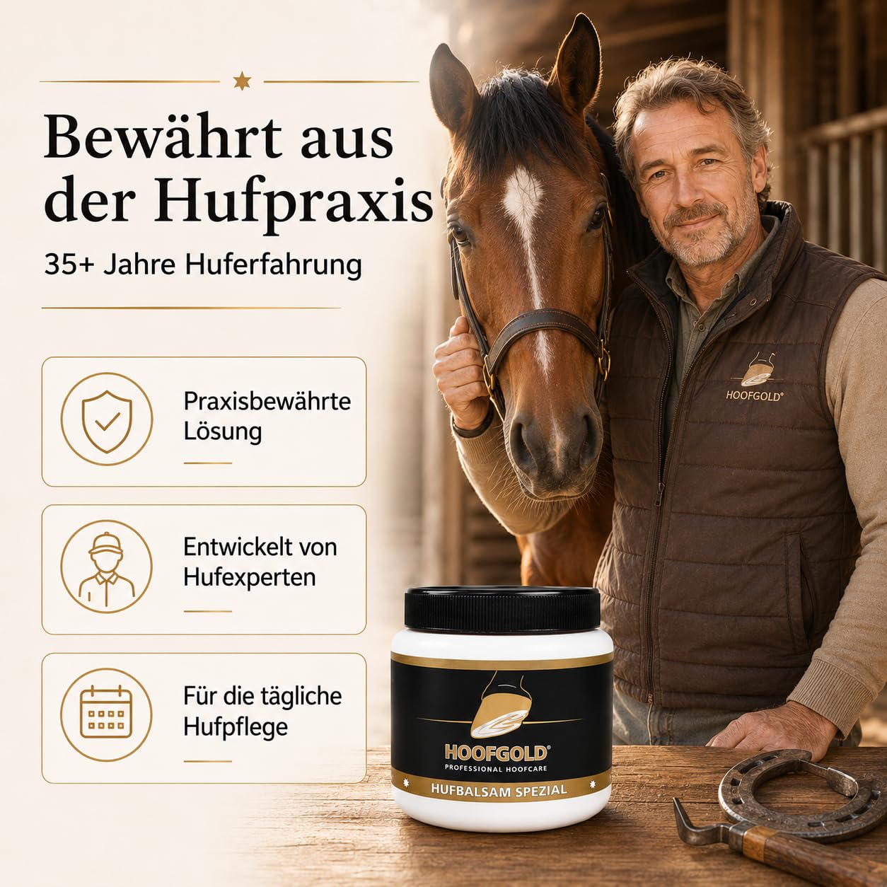 Bálsamo especial para pezuñas, caballo Huffett con aceites esenciales, cuidado 2 en 1 para pezuñas para grietas, podredumbre y cuerno frágil, nutre, protege y fortalece el cuerno, prensado en