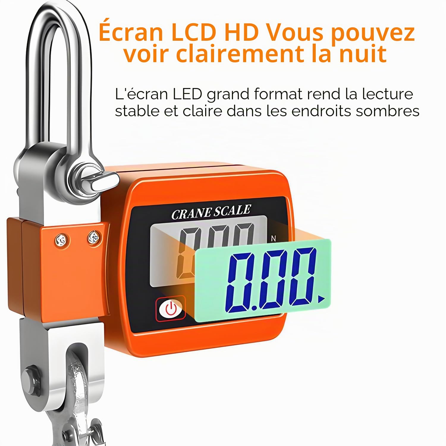 QUMOX Balance à grue numérique 500 kg/1 100 lb – Balance suspendue robuste avec écran LCD, fonction tare/maintien, unités multiples (kg/lb/N) – Balance à crochet industrielle
