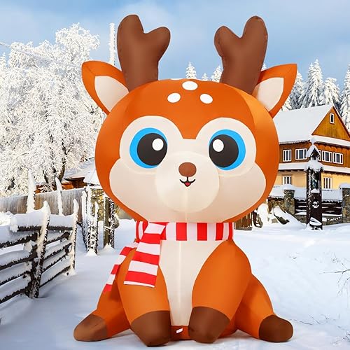 Miniatura 1 de GOOSH Reno inflable de Navidad de 5 pies de altura para exteriores, decoración de patio inflable con luces LED integradas para vacaciones, Navidad,