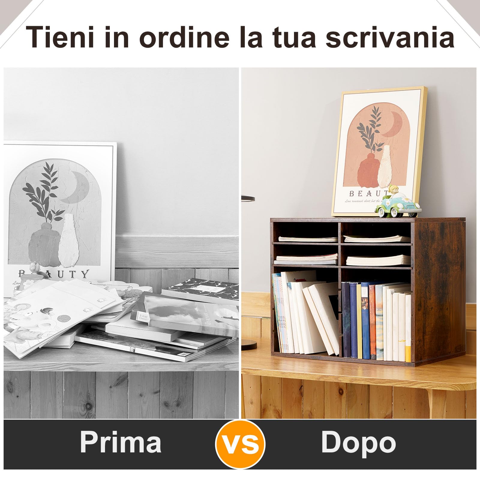 GUUSII HOME Porta Documenti Ufficio Scrivania Organizzatore Portadocumenti a4 Organizer Ufficio Portaoggetti Documenti Desk Organizer Vaschette Legno Cassettiera Con