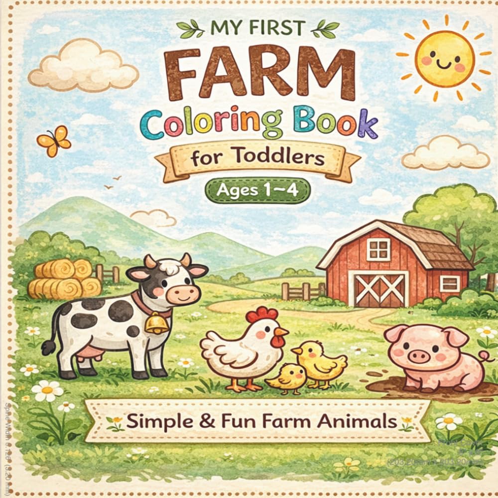 My First Farm Coloring Book for Toddlers: Easy Coloring Pages Ages 1-4