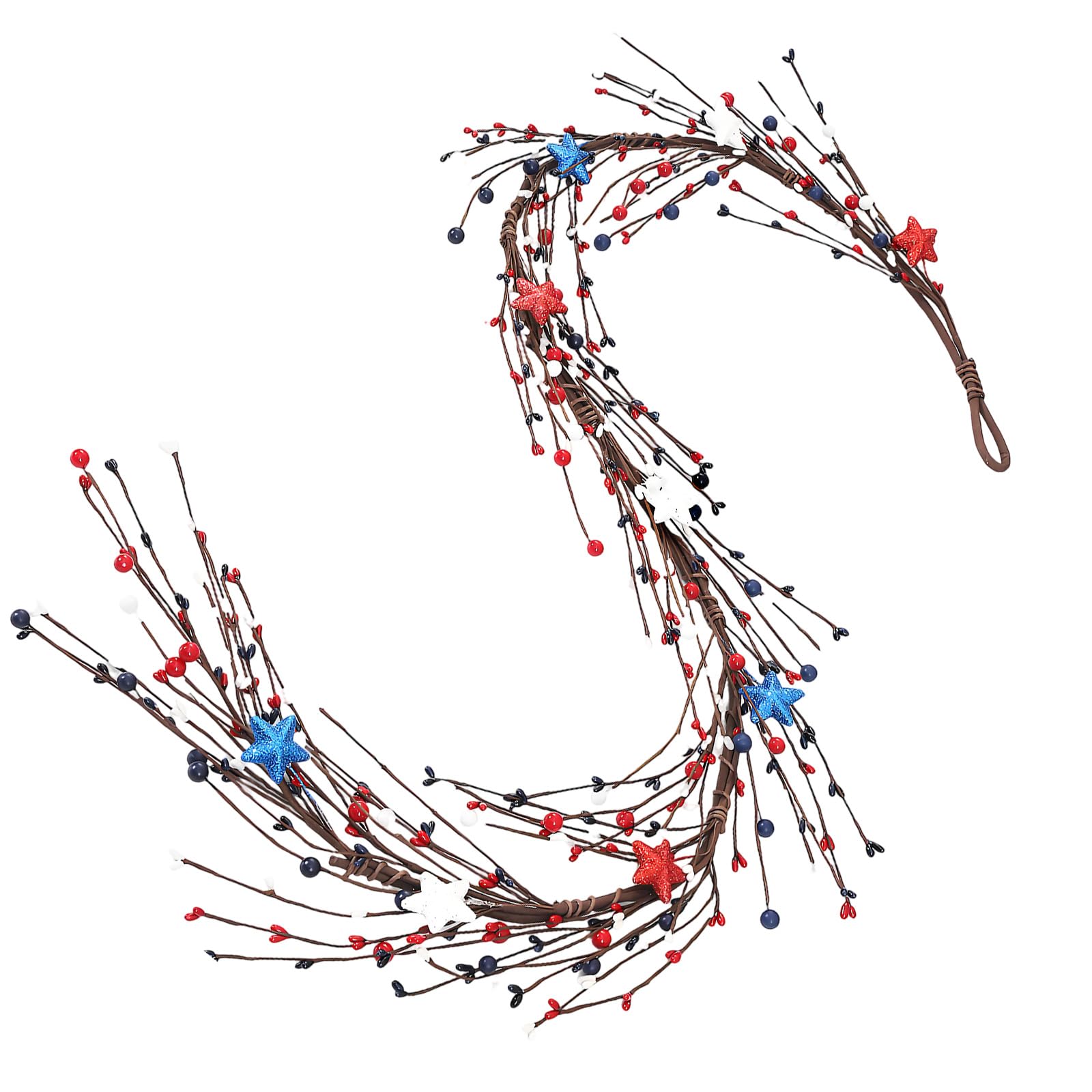 PANGBOER Artificial Branch with Star Rattan Decorative Independence Day Patriotic Garlands for Indoor and Outdoor Use Fraudulent Twiner Decoration