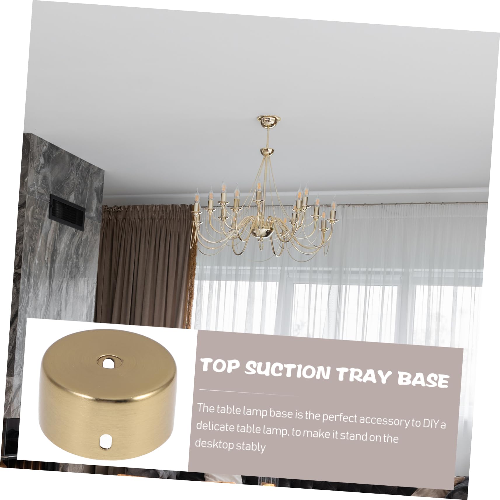 Holibanna 1 Set Ceiling Plate Light Fixture Black Light Lighting Light Shade Display Lamp Base Globe Shade LED Lampshade Hanging Plate for Light Table Light Stand Glow Bulb Golden Iron