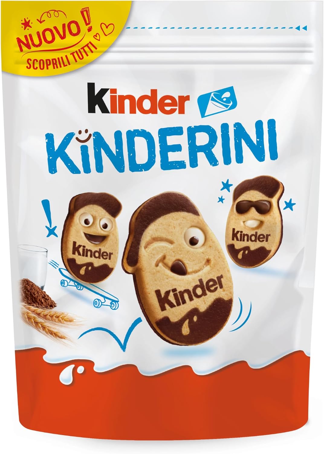 Kinder Kinderini, Biscotti Frollini al Latte e Cacao con Cremosi Decori Gusto Kinder, Ottimi a Colazione, Confezione da 250 gr - Immagine 2