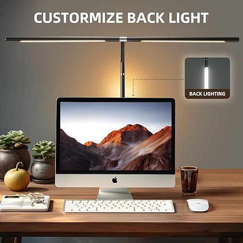 Miniatura 6 de Tuffen Lámparas LED de escritorio para oficina en casa, luz de escritorio giratoria de 360 con abrazadera, 25 modos de iluminación, monitor de