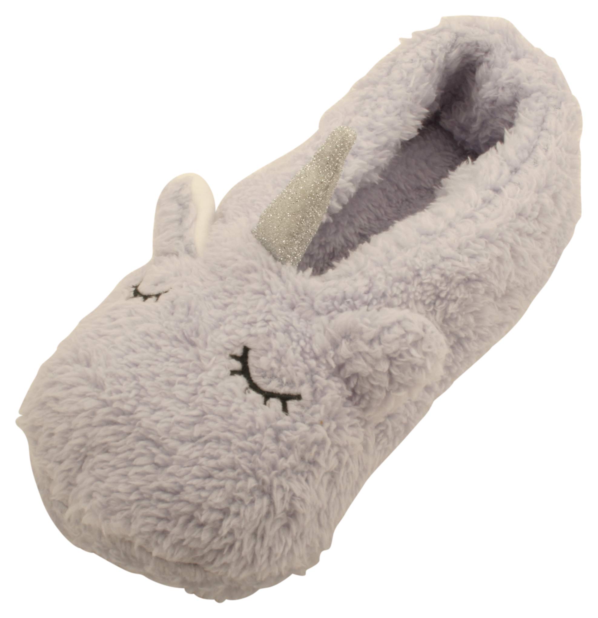 Foxbury Ladies Novelty Unicorn Fleece Gripper Slipper Socks Lilac S/M