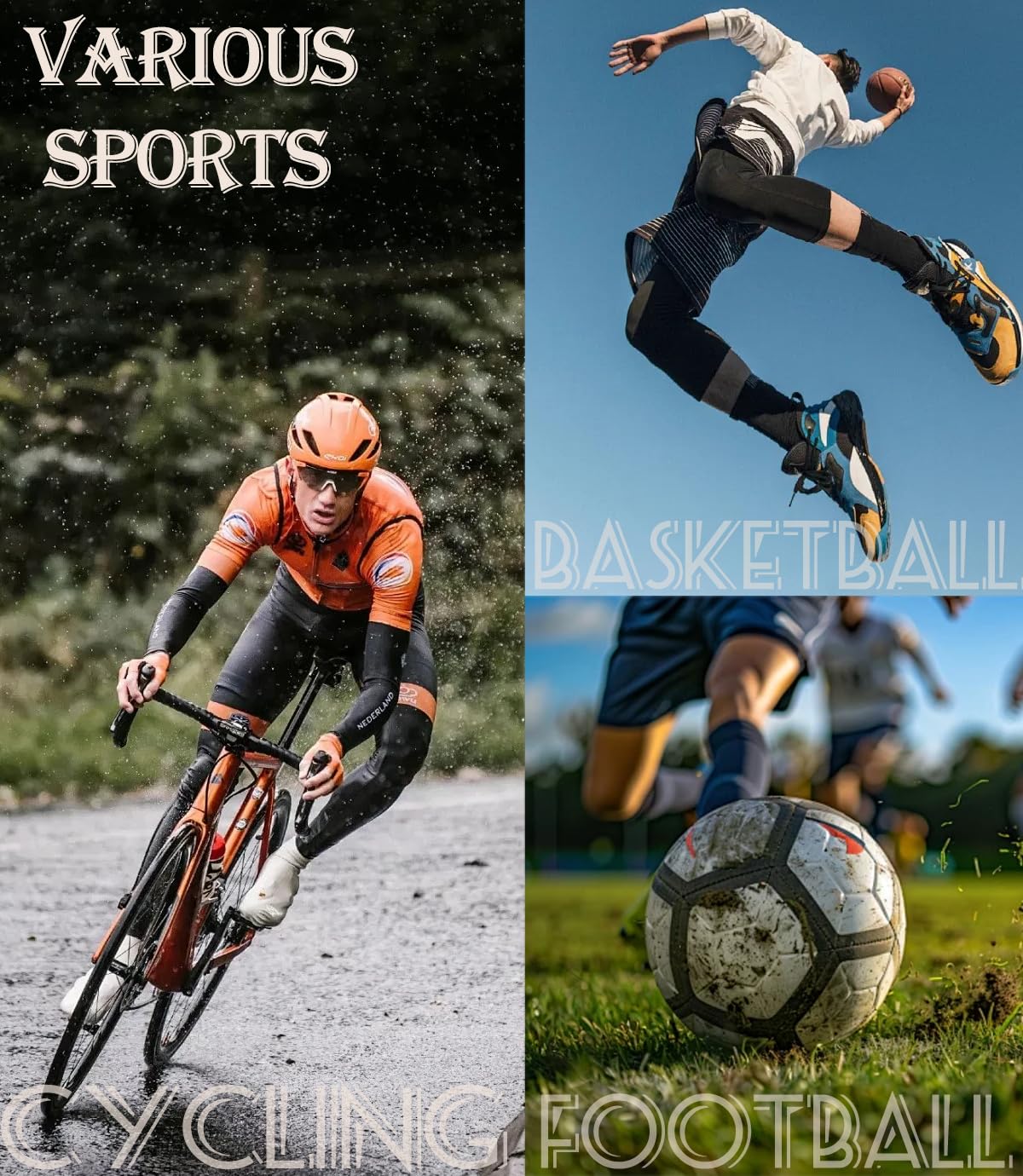 1 juego de calcetines de agarre de fútbol, mangas de espinilleras para fútbol y baloncesto para hombres y mujeres, color negro/blanco, talla única