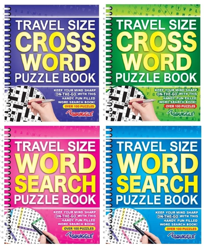 BG Wiro Travel Size A5 Wordsearch Sudoku Crossword Puzzle Books, Set of 4 - Choose Your Set (SET 3)