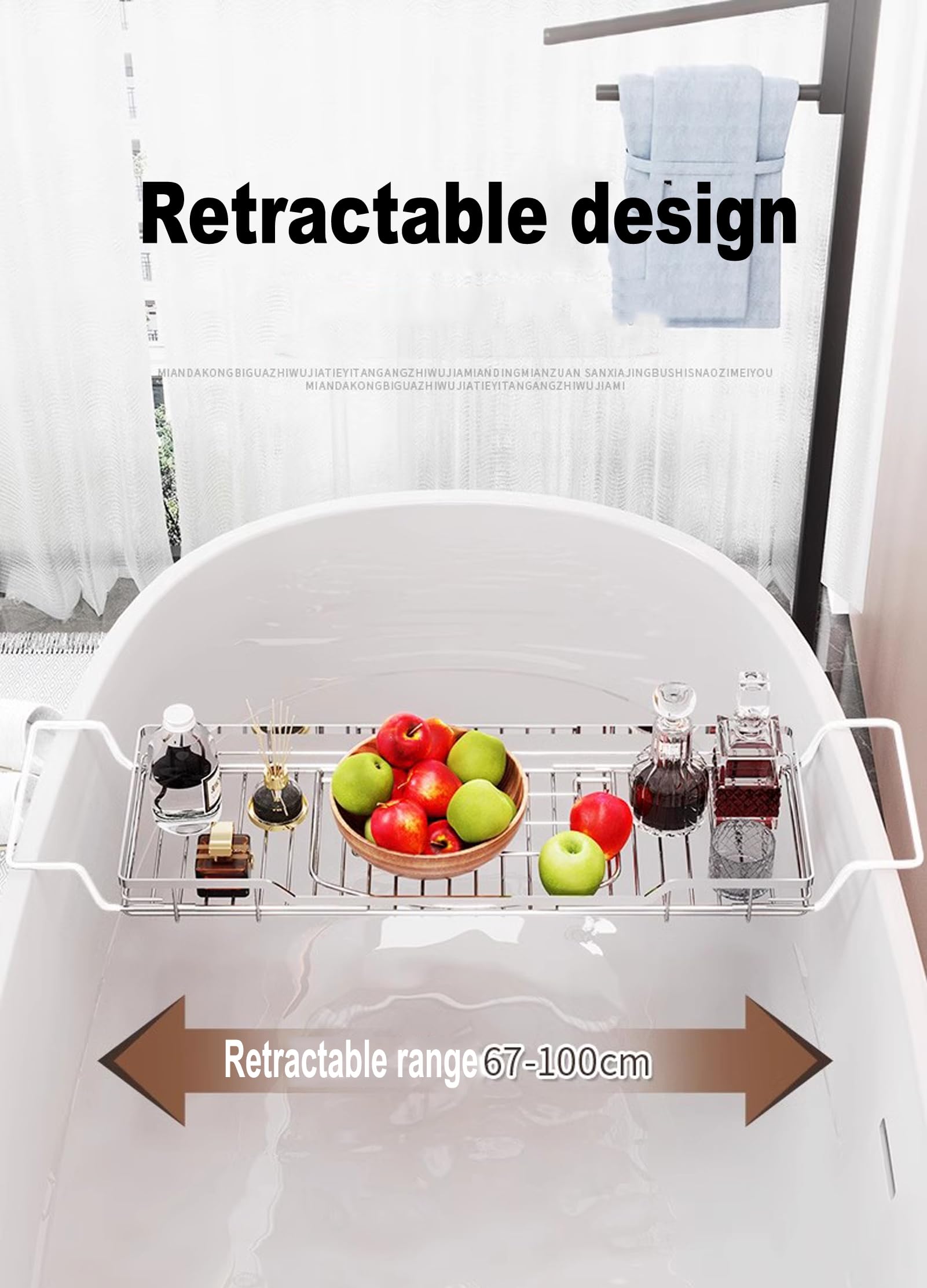 Vassoio Portaoggetti Regolabile Ed Espandibile per Vasca da Bagno - Relax per Candele, Asciugamani, Libri, Vino E Telefoni. Ideale per Gli Amanti della Spa E del Benessere.