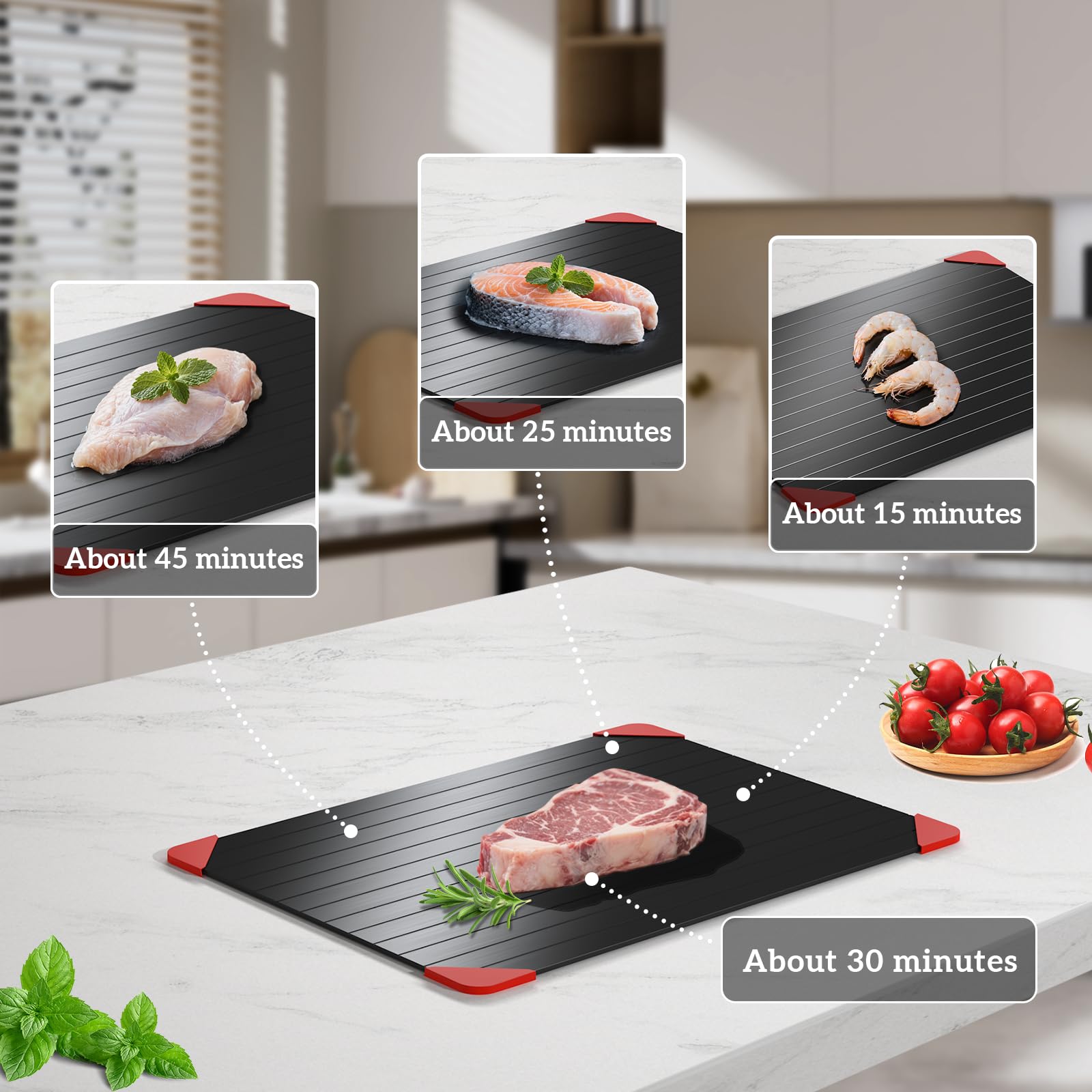 Bandeja de descongelación para carne congelada, descongelador de calentamiento natural milagroso rápido, placa de descongelación de gran tamaño