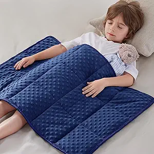 anfie Weighted Blanket Kids(30"x40" 2lbs) Weighted Blanket Cooling Blanket for Sleeping,Throw Size Breathable Blanket with Premium Glass Bead(Blue)