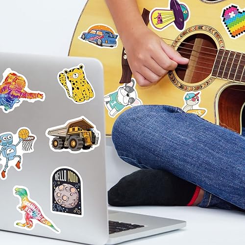 Miniatura 5 de Calcomanías para botellas de agua para niños, 100 calcomanías de vinilo impermeables para botellas de agua, paquete de calcomanías para niños,
