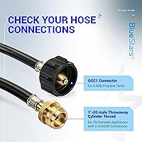 Vista 4 de Adaptador de manguera de propano BlueStars de 6 pies de 1 libra a 20 libras con QCC1/Type1 para tanques de propano de 5 a 40 libras, para parrilla
