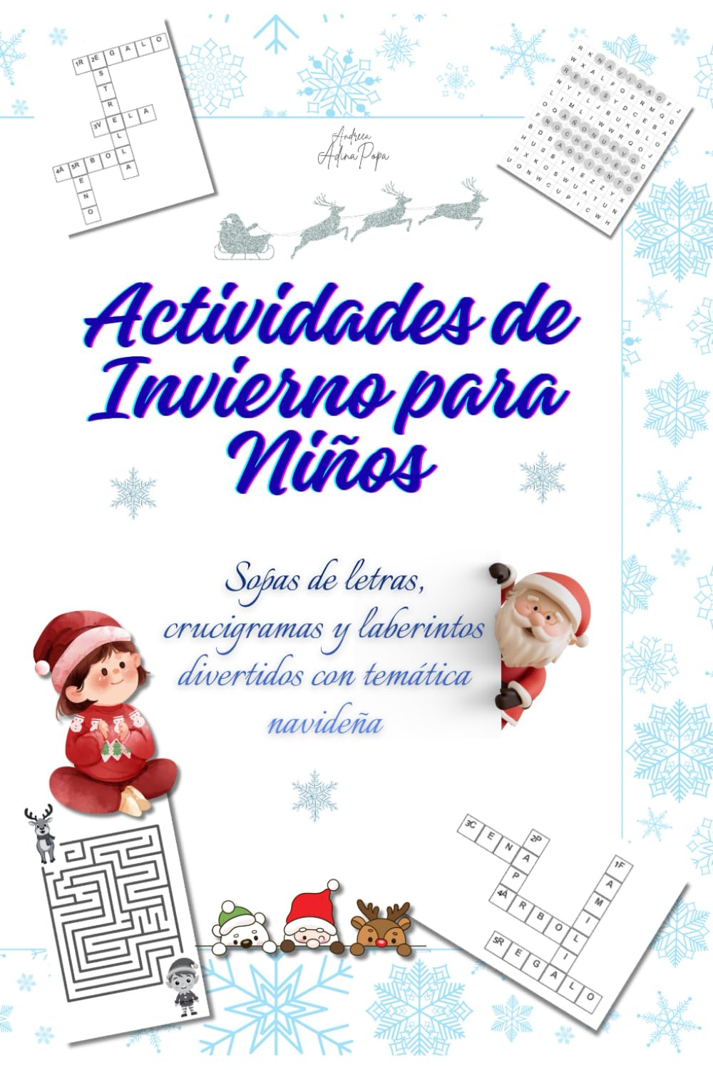Actividades de Invierno para Niños: Sopas de letras, crucigramas y laberintos divertidos con temática navideña