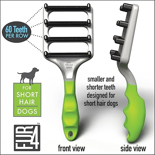 Miniatura 12 de FUR4 Deshed - Cepillo para perros de pelo corto, herramienta de aseo para perros con 4 bordes compuestos de fibra de carbono para eliminar el pelo