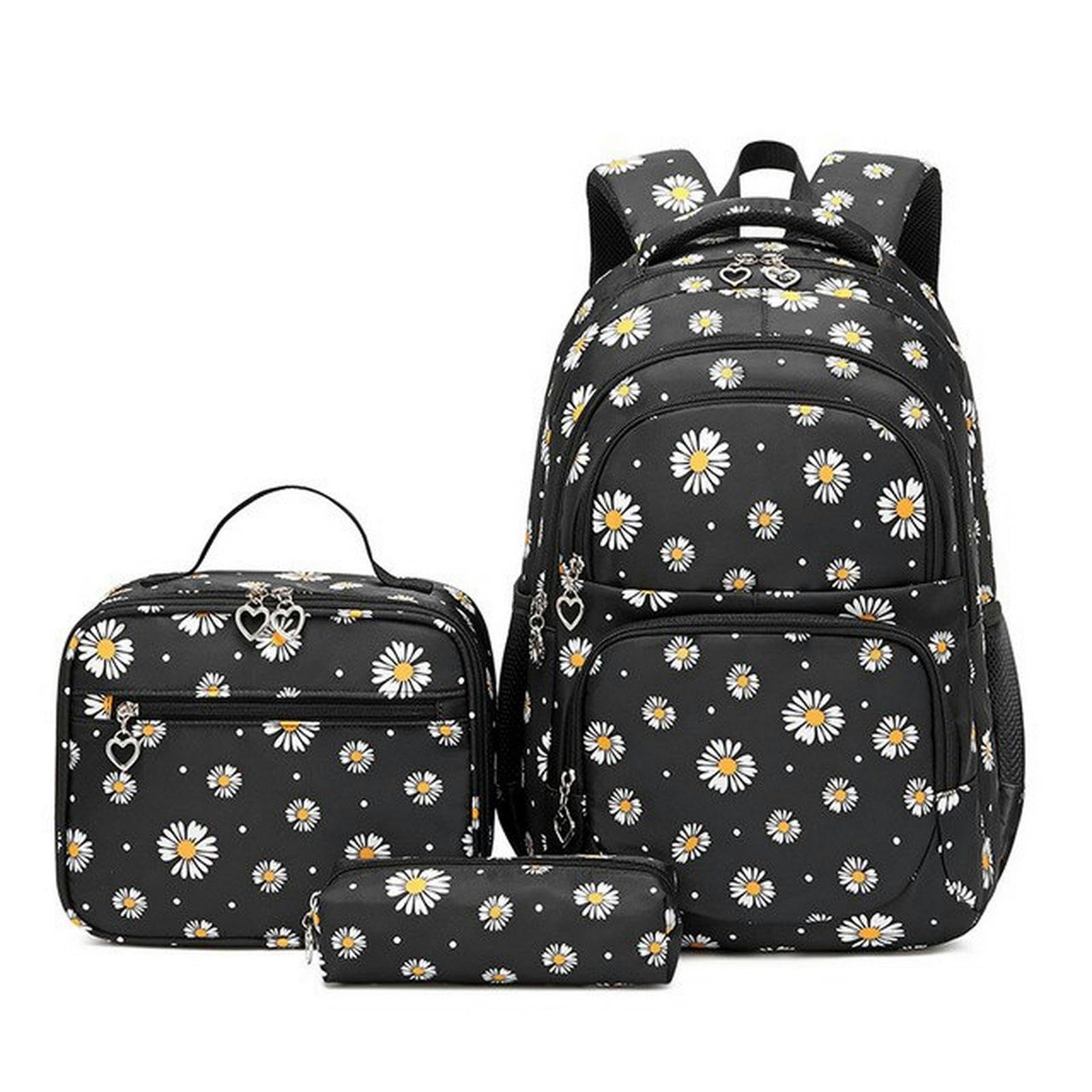 TEidea Zaino Scuola Set di Zaini per Ragazze della Moda, Set di Borse per La Scuola 3Pcs, Stampa Floreale, Zaini per Adolescenti, Adatti agli Studenti