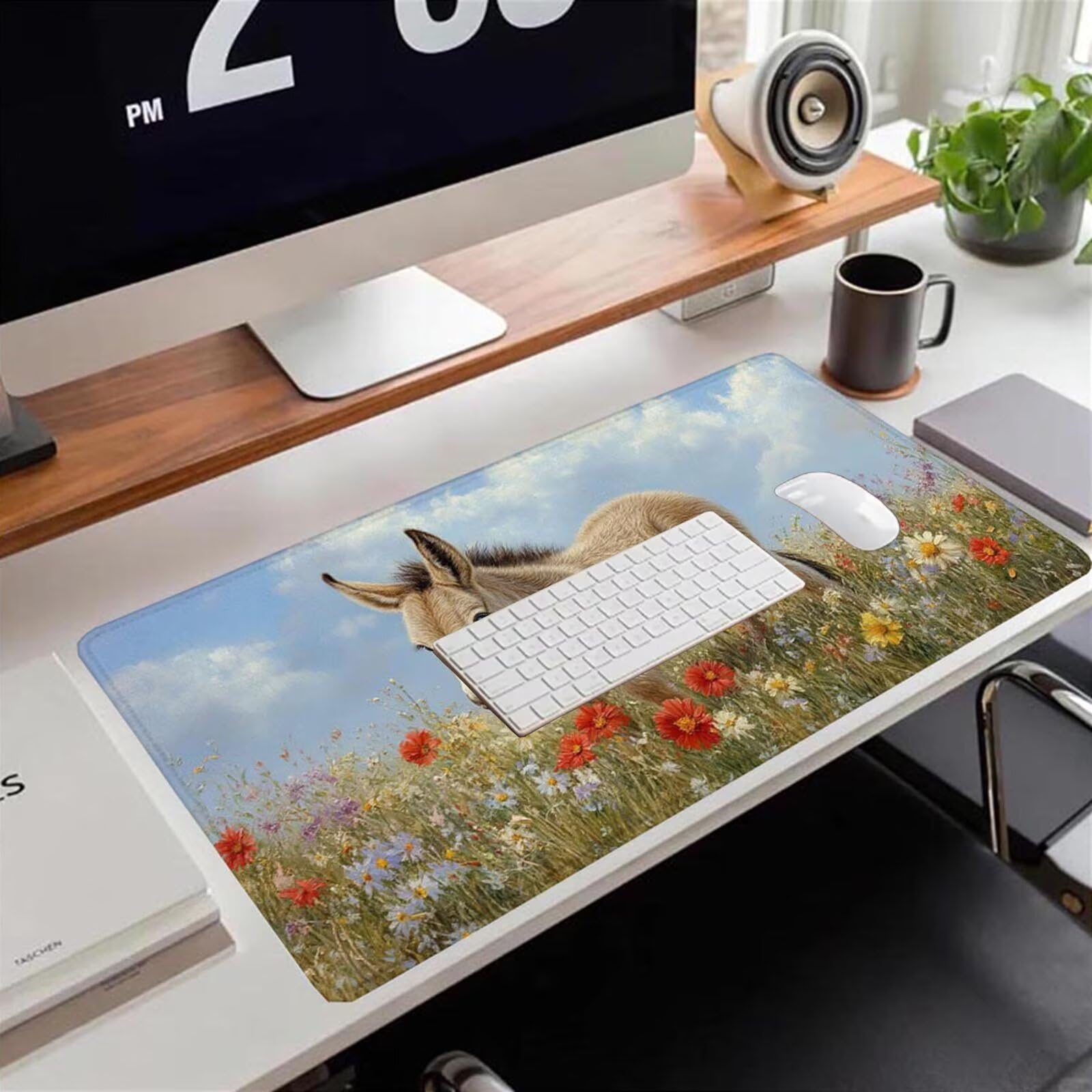 Gamingowa podkładka pod mysz 1200 x 600 x 3 mm, XXL, wodoszczelna, odporna na ścieranie, z przyszytymi krawędziami, podkładka na biurko, poprawia prędkość i precyzję, do laptopa, komputera, wzór osła