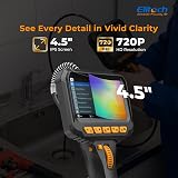 Elitech ELS-240 Dwukierunkowa kamera przegubowa 180 °, endoskop z wyświetlaczem IPS 4,3", sonda 6,2 mm IP67, HD 720P, długość 1 m, do motoryzacji mechanicznej i diagnostyki rurociągów
