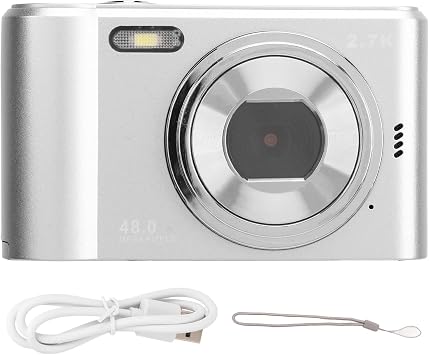Digital Camera 4K Ultra HD Mini Camera for Photography Vlogging 44MP 1080P 16x Zoom 2.4 Inch IPS Screen Built-in Fill Light Portable Pocket Camera for Teenagers