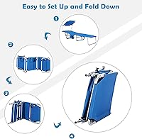 Vista 6 de COSTWAY Sillón plegable para exteriores, ajustable, para playa, piscina, reclinable, con sombrilla, color azul marino